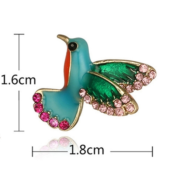 Colorful Hummingbird Rhinestone Earrings - Picture 2 of 7